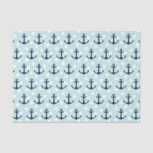 Tadellose nautischTupfen und Marine-Blau-Anker Seidenpapier