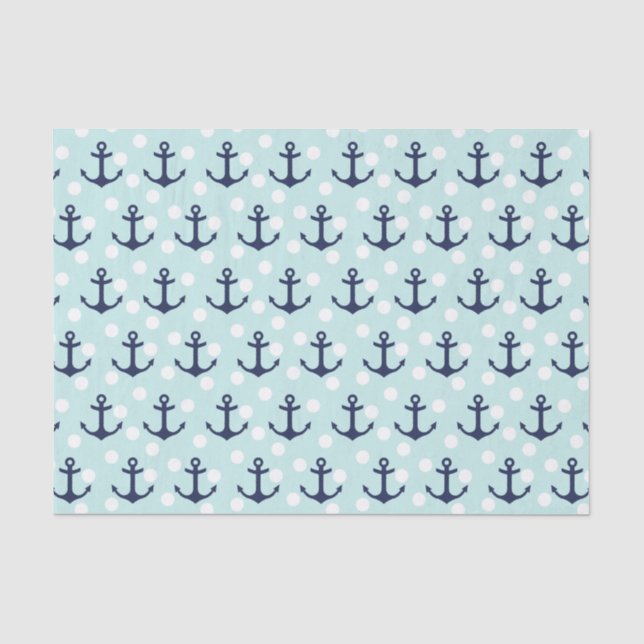 Tadellose nautischTupfen und Marine-Blau-Anker Seidenpapier (Vorderseite)