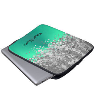 Tadelloser Grün- und Imitat-Glitter personalisiert Laptopschutzhülle
