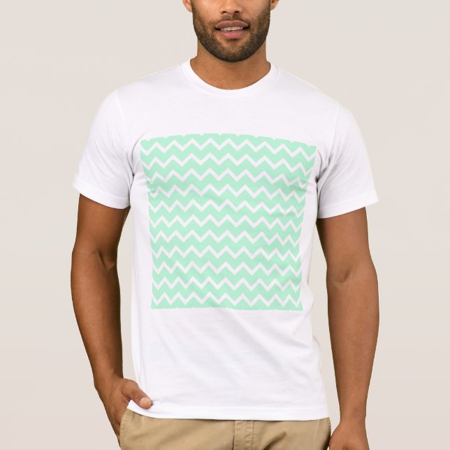 Tadelloser grüner Zickzack-Zickzack Streifen T-Shirt (Vorderseite)