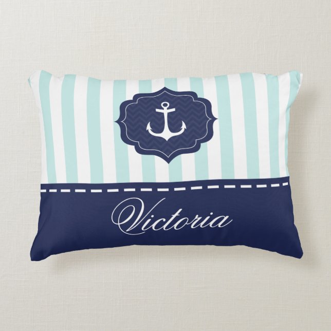 Tadelloser Marine-Blau-Anker-nautischindividueller Dekokissen (Vorderseite)