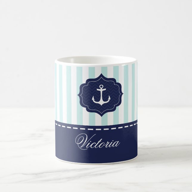Tadelloser Marine-Blau-Anker-nautischindividueller Kaffeetasse (Mittel)