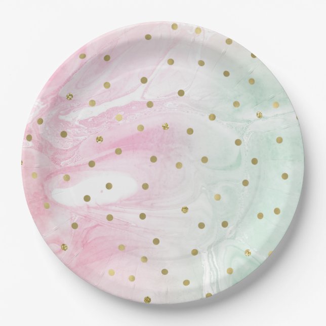 Tadelloser rosa GoldOmbre Confetti Pappteller (Vorderseite)