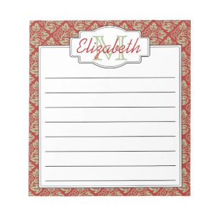 Tadelloser und roter Monogramm-Baum des Notizblock