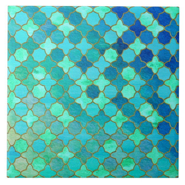 Tadelloses Aqua-aquamarines Goldorientalisches Fliese (Vorderseite)