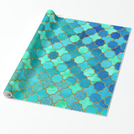 Tadelloses Aqua-aquamarines Goldorientalisches Geschenkpapier