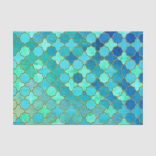Tadelloses Aqua-aquamarines Goldorientalisches Seidenpapier