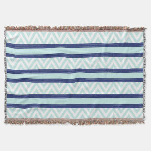 Tadelloses Blau-u. Marine-Streifen-Zickzack Muster Decke