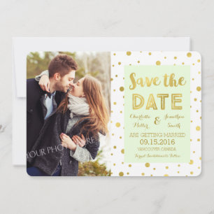 Tadelloses Goldconfetti-Hochzeits-Foto Save the Save The Date