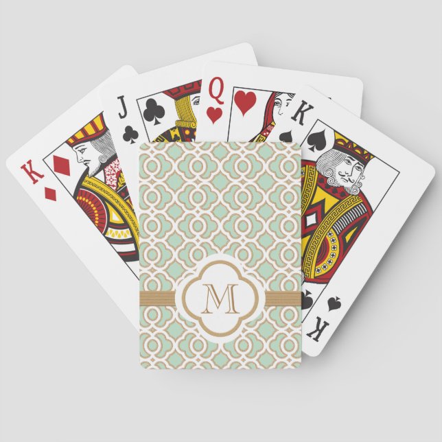 Tadelloses Grün und Gold Spielkarten (Rückseite)