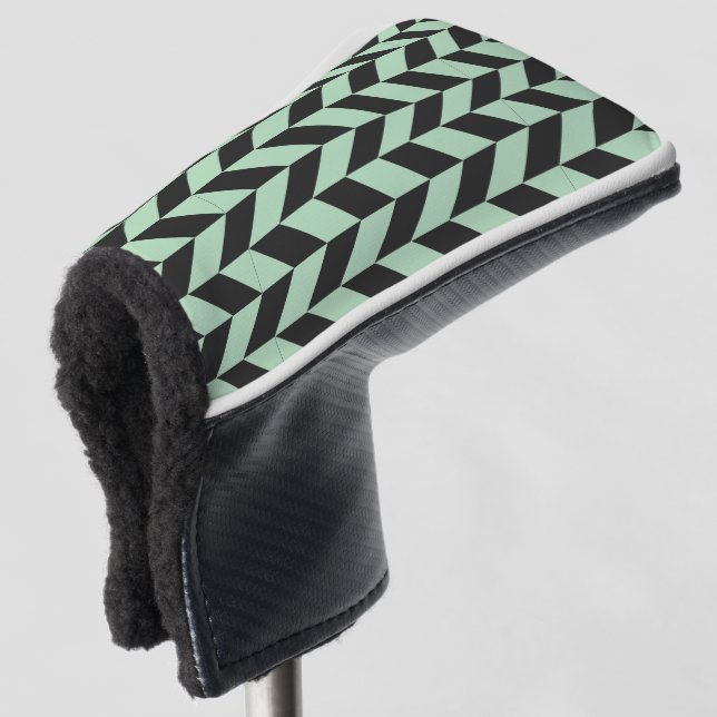 Tadelloses grünes Fischgrätenmuster-Muster Golf Headcover (3/4 Vorderseite)