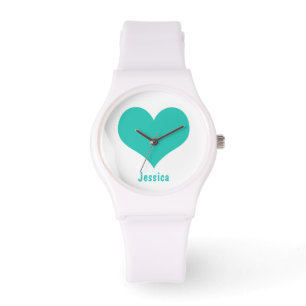 Tadelloses grünes Herz - personalisierte Namensuh Armbanduhr