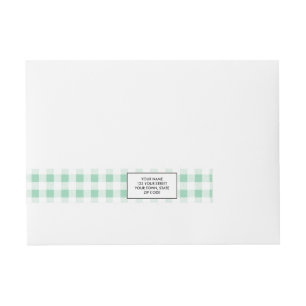 Tadelloses grünes weißes Gingham PatternMint Grün Rundum-Adressaufkleber