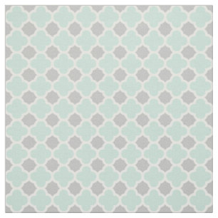 Tadelloses grünes weißes graues Quatrefoil Muste Stoff