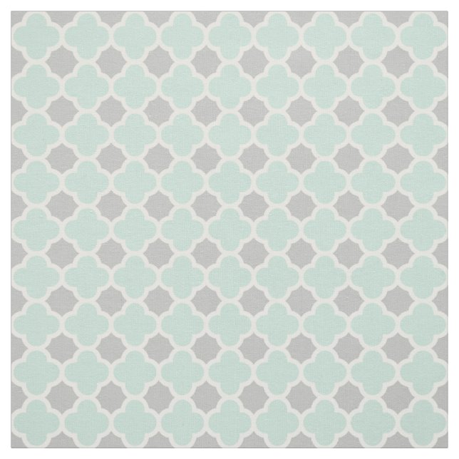 Tadelloses grünes weißes graues Quatrefoil Muster Stoff (Muster)
