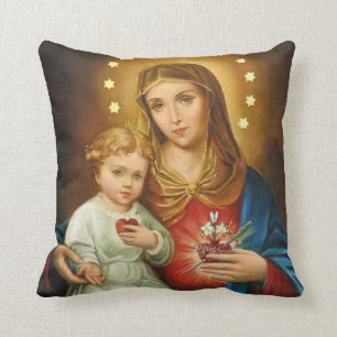 Tadelloses Herz Mary mit Baby Jesus Kissen