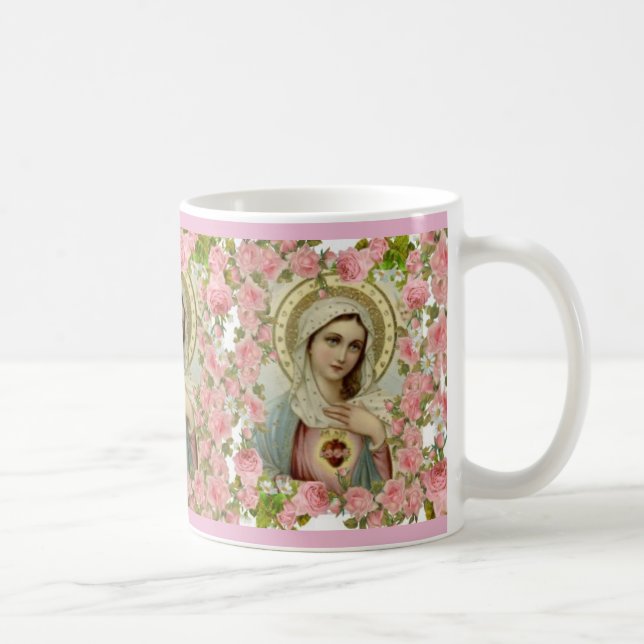 Tadelloses Herz von rosa Rosen Marys Kaffeetasse (Rechts)