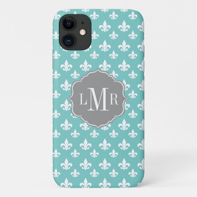 Tadelloses Lilien-Muster-Monogramm Case-Mate iPhone Hülle (Rückseite)
