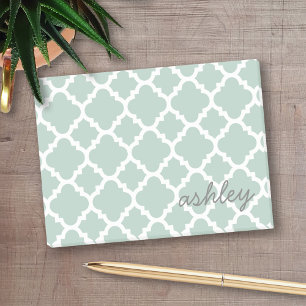 Tadelloses Quatrefoil Muster mit personalisiertem Post-it Klebezettel