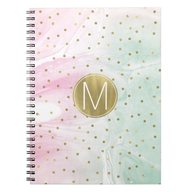 Tadelloses rosa GoldOmbre Confetti-Monogramm Notizblock (Vorderseite)