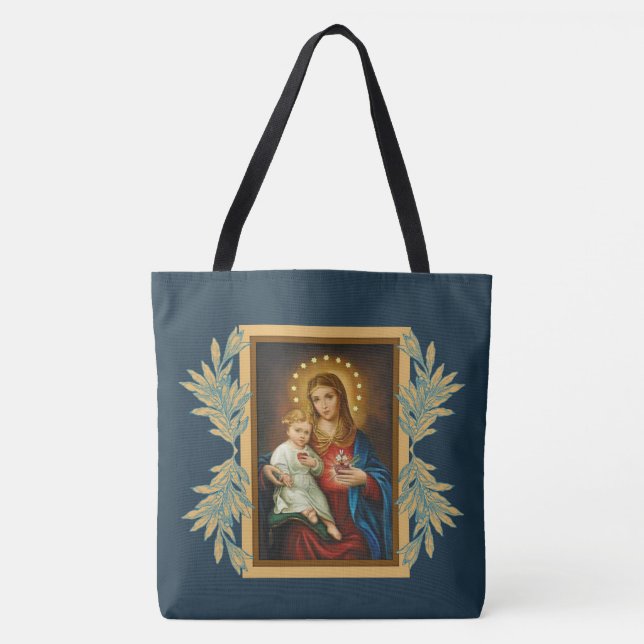 Tadelloses u. trauriges Herz-Mary-Baby Jesus Tasche (Vorderseite)