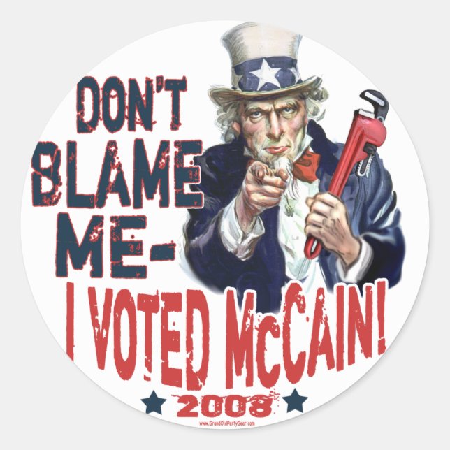 Tadeln Sie mich nicht, ich wählte McCain Gang Runder Aufkleber (Vorderseite)