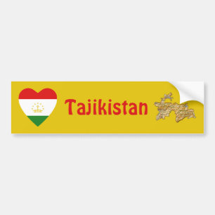 Tadjikistan Coeur Drapeau + Sticker de pare-chocs