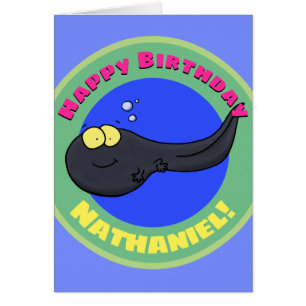 Tadpole mignon dessin animé carte de voeux d'anniv