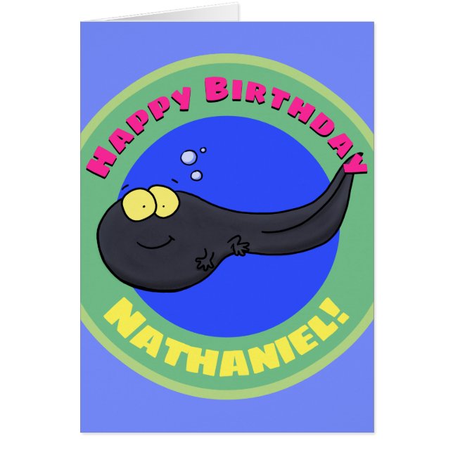 Tadpole mignon dessin animé carte de voeux d'anniv (Devant)