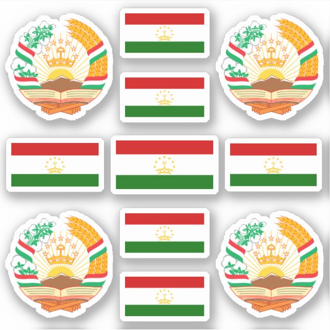 tadschikische Staatssymbole / Wappen und Flagge Aufkleber (Vorderseite)