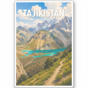 Tadschikistan Illustration Reise Kunst Vintage Aufkleber