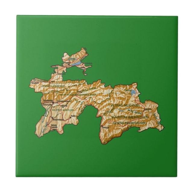 Tadschikistan Karte Fliese (Vorderseite)