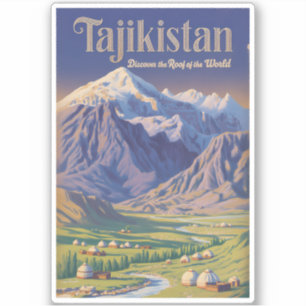 Tadschikistan Landschaft Illustration Reise Kunst Aufkleber