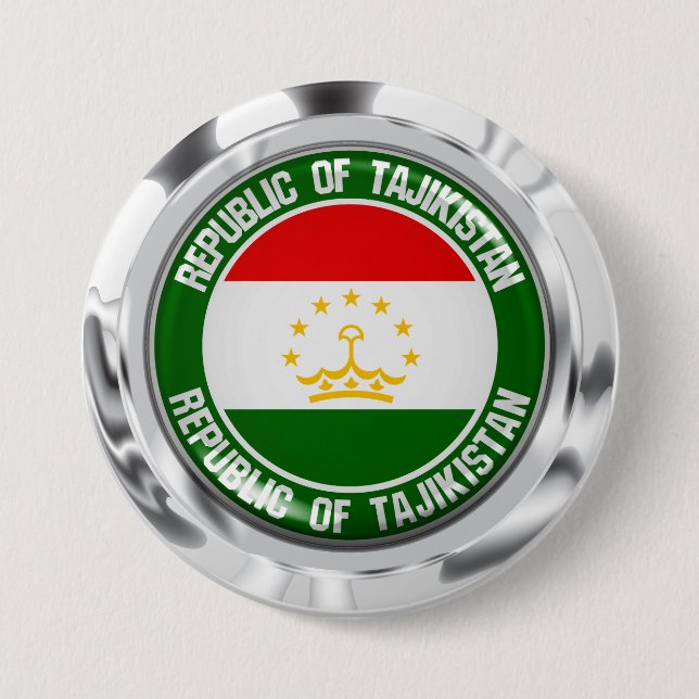 Tadschikistan Runde Emblem Button (Vorderseite)
