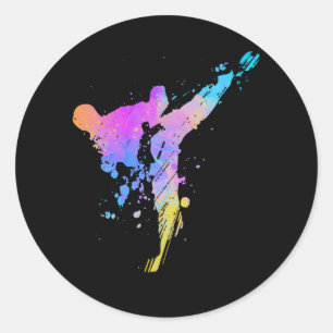 Tae Kwon Do Karate Silhouette für Mädchen Runder Aufkleber