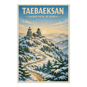 Taebaeksan-Berg, Südkorea, in einem klassischen Poster