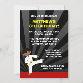 Taekwondo American American Yellow Belt Geburtstag Einladung