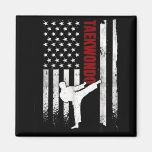 Taekwondo Amerikanische Flagge Distressed Usa Patr Magnet