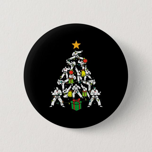 Taekwondo-Christbaum Xmas-Kampfsport Karate  Button (Vorderseite)