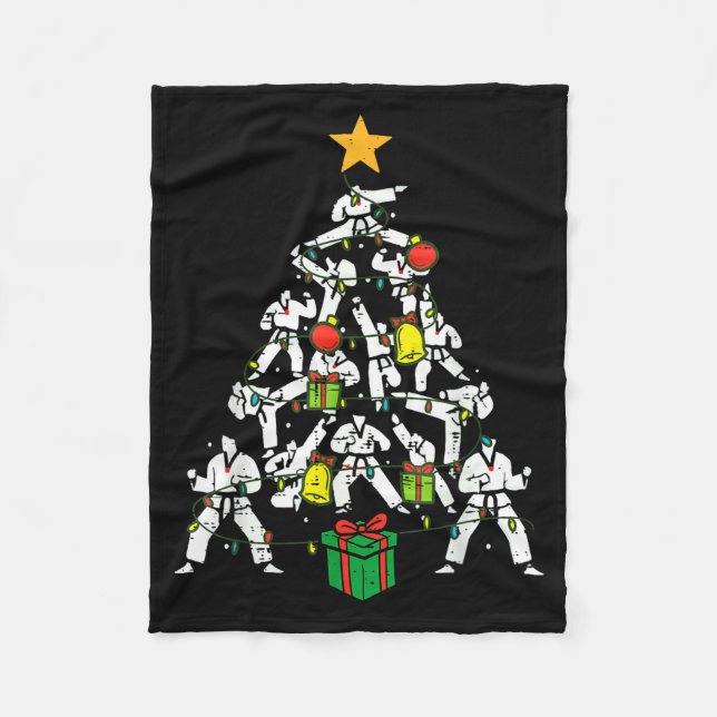 Taekwondo Christmas Tree Xmas Martial Arts Karate  Fleecedecke (Vorderseite)
