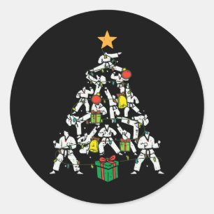Taekwondo Christmas Tree Xmas Martial Arts Karate Runder Aufkleber