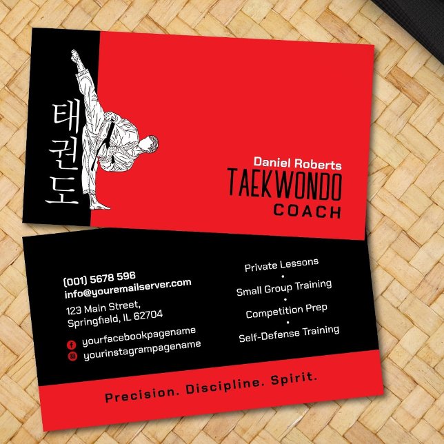 Taekwondo Coach - Kampfkünstler und Hangul-Symbol Visitenkarte (Von Creator hochgeladen)