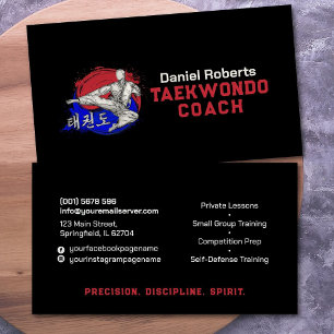 Taekwondo Coach - Taegeuk und Hangul Symbol Visitenkarte