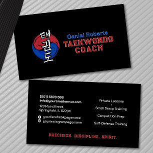 Taekwondo Coach - Taegeuk und Hangul Symbol Visitenkarte