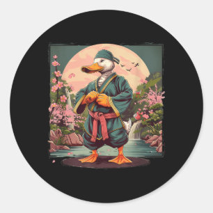 Taekwondo Ente Sakura Sonnenuntergang Mma Mount Fu Runder Aufkleber