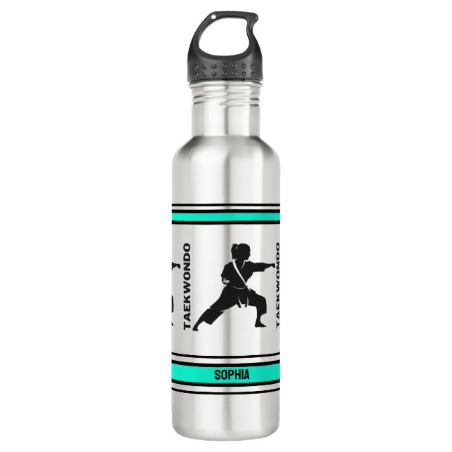Taekwondo Geburtstagsgeschenk, Taekwondo Girl Play Edelstahlflasche (Vorderseite)