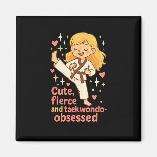 Taekwondo Girl Blonde Niedlich Fierce besessene Zu Magnet