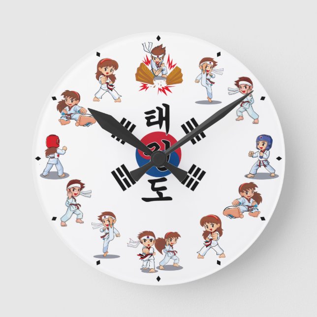 Taekwondo Horloge Runde Wanduhr (Vorderseite)
