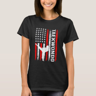Taekwondo-Kämpfer Amerikanische Flagge Patriotisch T-Shirt