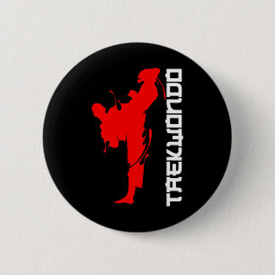 Taekwondo-Kämpfer Kampfsport Kostenlose Kopftritte Button